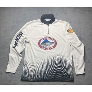 Bass Pro Shops Fishing Shirt Long Sleeve Mens Large 1/4 Zip Offshore Angler Mako